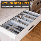 SpaceAid 7-Piece Bamboo Drawer Organizer Storage Boxes Set, Wood Tray Junk Drawer Organizers Multi-Use Divider Bins for Kitchen, Bathroom, Office Desk and Makeup Organization (7 Pack, Gray) - Image 4