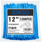 XINGO 12 Inch Blue Zip Ties 1200 PCS, 75 LBS Ultra Strong Tensile Strength, UV Resistant Cable Ties, Self-locking Plastic Ties for Indoor and Outdoor Use by XINGO
