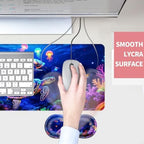 Mouse Pad,Large Desk Mat Set, 4in1 XL Mousepad + Keyboard Wrist Rest+Mouse Wrist Rest+Coaster with Ergonomic Desk Pad for Home Office Table Computer Cover -Neon Sea Turtles - Image 4