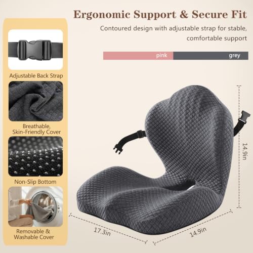 Ergonomic Seat Cushion with Back Support, Black - Image 2