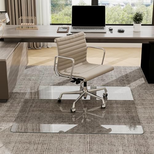 40"X47" Tempered Glass-Glass Chair Mat, Heavy Duty Hard Floor Mat - Image 2