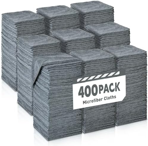 Gray Microfiber Cleaning Cloths Bulk Pack-400 Pack, Microfiber Towels Bulk by TEAWOO