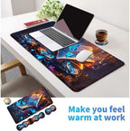 4Pcs Memory Foam Keyboard Wrist Rest Desk Mat Set, Book Blue Butterfly - Image 6