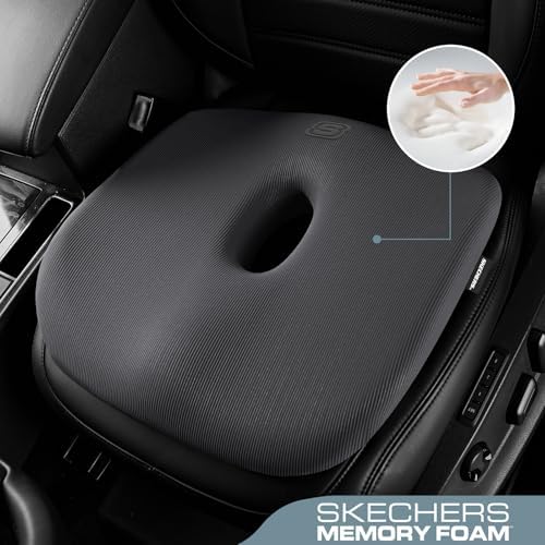 Skechers Seat Cushion Memory Foam,Donut Pillow Office Chair Cushion for Tailbone Pain Relief,Butt Pillow for Office Chair,Car seat Cushion,Long Sitting Office Workers,and Car Drivers,Black - Image 2