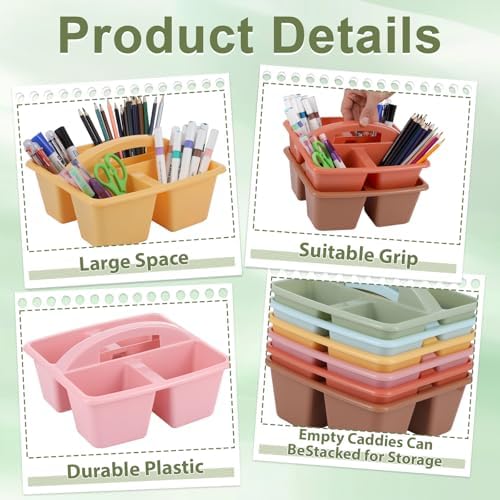 6 Pack 4 Compartment Classroom Caddy with Handle, Groovy - Image 3
