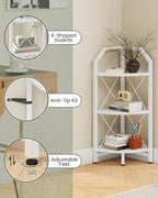 CHOEZON 3-Tier Corner Shelf, Industrial Corner Bookshelf, 35.4" Storage Stand, Plant Stand Display Shelf, Bookcase for Bedroom, Living Room, Home Office, White TCJ03WB - Image 4