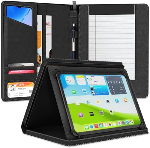 Universal Padfolio Case – Tablet Portfolio Organizer with Notepad Holder – Compatible with iPad 10th 11th Gen, iPad Pro 11, iPad 7 8 9 10.2 10.9 and 9.7 inches by Unknown