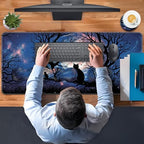 TGFEWYTJYJ Extended Gaming Mouse Pad,Memory Foam Ergonomic Keyboard Mouse Wrist Rest Support Set,Large Desk Mat with Stitched Edges,Non-Slip Base Mousepad Home Office,Black Cat Moonlight - Image 7