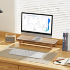 Monitor Stand Riser, 24 Inch Wood Desk Organizer with Monitor Stand & Storage Computer Monitor and Laptop Riser Multifunctional Laptop Stand Desk Organizer for Office Home Screen/Laptop/PC -Light Walnut - Image 5