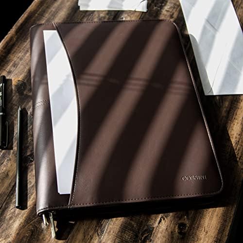 Cossini Premium Business Portfolio with Zipper – Padfolio - Superior Business Impressions Begin with PU Vegan Leather, 10.1 Inch Tablet Sleeve, Smart Storage, Solar Calculator, Writing Pad -Brown - Image 7