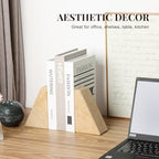 Koville Marble Bookends for Shelves, Large Bookends for Heavy Books, Non-Slip Heavy Duty Book Stopper for CD/Movies, Aesthetic Decorative Bookends for Shelves Table Home Decor(Brown) - Image 4