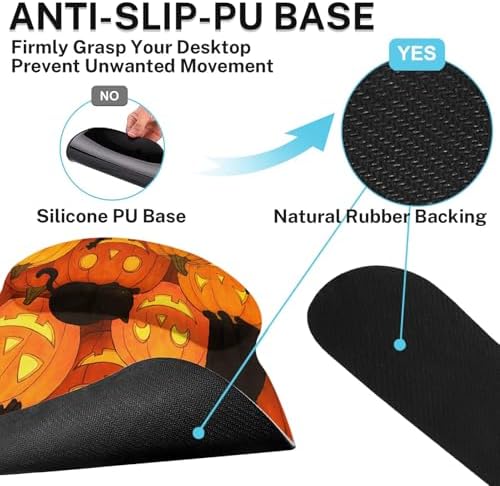 Britimes Keyboard Mouse Pad Set, 4 in 1 Desk Mat Set, Halloween Cat Pumpkin - Image 5