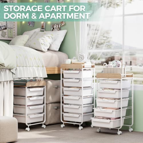 SYKIARIOL 6 Drawer Rolling Cart for Craft Storage,Utility Drawer Cart,White - Image 6