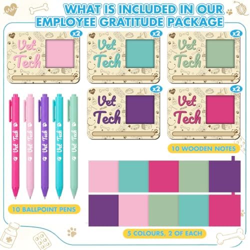 Kosiz 10 Set Wooden Sticky Note Holder Kit, Vet Tech Week, Colorful - Image 3