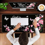 Keyboard Wrist Rest and Mouse Pad with Wrist Support Set Ergonomic Coaster,Memory Foam,Easy Typing Pain Relief,Large XL Desk Mat 31.5"x 11.8",Floral Bible - Image 4