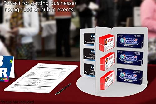 Marketing Holders Rotating Business Card Holder 24 Pocket Clear Acrylic and White PVC Lightweight Counter Organizer for 3.5" x 2" Gift Cards - Image 3