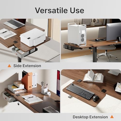 PEGZONE Desk Extender Tray, 24" x 12", with Storage Drawer, Medium, Walnut - Image 5
