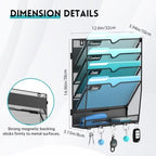 5 Tier Magnetic File Holder with Hooks for Letter Size Files - Image 2