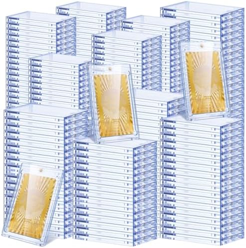 SATINIOR 300 Pcs 130 Pt Acrylic Magnetic Card Holders 2.5 x 3.54 Inch Tag Holder Clear Protectors Hard Plastic UV Protection Case for Sports Baseball Card Trading Storing Displaying by SATINIOR
