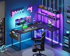 AODK L Shaped Desk Gaming Desk with LED Light & Power Outlet - Image 2