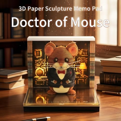 3D Memo Pad Time Piece Calendar 2027, 3D Tear-Off Art Desk Calendar 2027, Creative 3D Memo Pad Paper Art Tree House DIY Paper Carving Decoration (Mr. Mouse) - Image 2