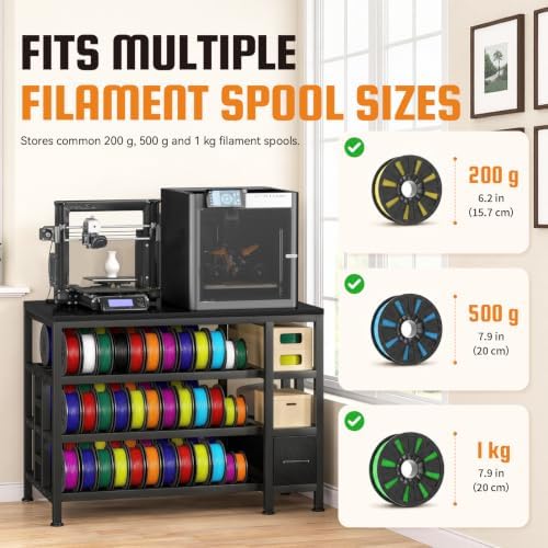 3D Printer Stand with Storage, Filament Storage, Carbon Fiber Finish - Image 7