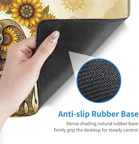 Desk Mat, Mouse Pad with Wrist Rest, 4-in-1 Large Mouse Pads for Desk, Ergonomic Mouse Pad and Keyboard Wrist Rest Gaming Keyboard Mat for Office,Sunflower Elephant - Image 4