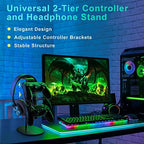 Controller and Headset Holder, Aluminum and Wood Gaming Controller & Headphone Stand for PS5 PS4 Xbox One Nintendo Switch, Universal Desk Game Accessories - Image 2