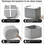 ICERZCZ Small Storage Baskets for Shelves Organizing, Woven Cotton Rope Baskets for Storage, Book Basket, Decorative Shelf Basket, 12.5"Lx9.1''Wx7.9''H (4 Packs) Grey - Image 7
