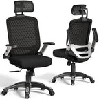 GABRYLLY Ergonomic Office Chair, High Back Home Desk Chair with Flip-Up Arms, 3D Headrest, 90-120° Tilt and Wide Cushion Seat, Big and Tall Computer Chairs for Man Woman, Mesh Chair -Midnight Cloud by GABRYLLY