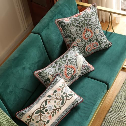 ISAENNE Vintage Linen Throw Pillow Cover,Set of 2,20"x12"-Naples C - Image 7
