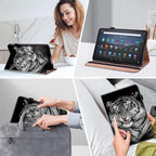 Case for Amazon Kindle Fire Max 11 (13th Generation, 2023 Release) 11" - PU Leather Flip Case with Elastic Band & Card Slots/Holder, Multi-Angle Viiewing Stand Tablet Cover, Black Tiger - Image 5