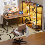 Pamray 49 Inch L Shaped Gaming Computer Desk with Shelves and Storage by PAMRAY