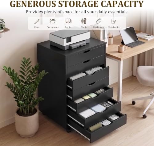 7 Drawer File Cabinet, Storage Drawers with Wheels for Home Office - Image 5