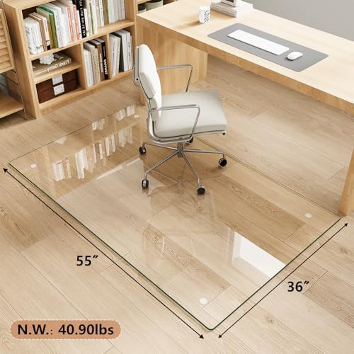 36" x 55" Tempered Glass Chair Mat for Carpet & Hard Floors - Image 4