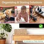 Cable Management Box with Lids-Handwoven Rattan Cord Organizer with Open Slots,Desk Organizer Box to Hide Power Strips&Cords,Office Desk Accessories Storage Basket,2 Pack - Image 4