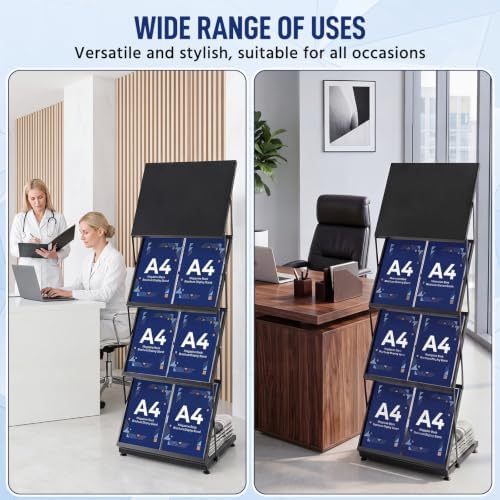 AmazingSpark Brochure Display Stand Foldable Magazine Rack Portable Double A4 Size Literature Brochure Holder Magazine Rack Metal 10 Pockets with Carrying Bag for Trade Show Exhibition Office (4-tier) - Image 7