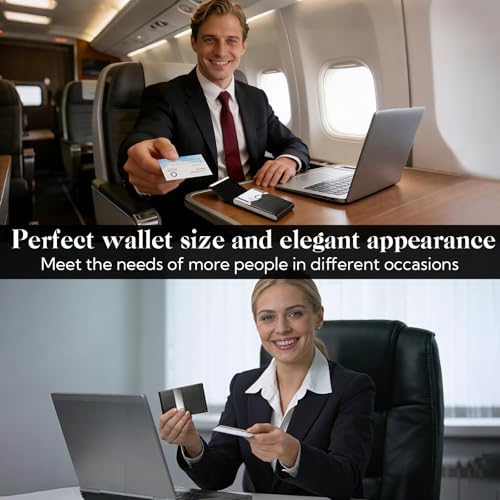 24 Pack Business Card Holder Case PU Leather Name Cards Holder RFID Blocking Credit Cards Carrier Metal Business Card Case with Magnetic Closure Business Card Wallet for Women or Men,Lychee Pattern - Image 4