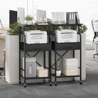 MAHANCRIS Tall Printer Stand, 3 Tier Printer Cart with Storage, Industrial Printer Table on Wheels, Adjustable Shelf & Fabric Drawer, for Home Office Study Black PTBK5501 - Image 5