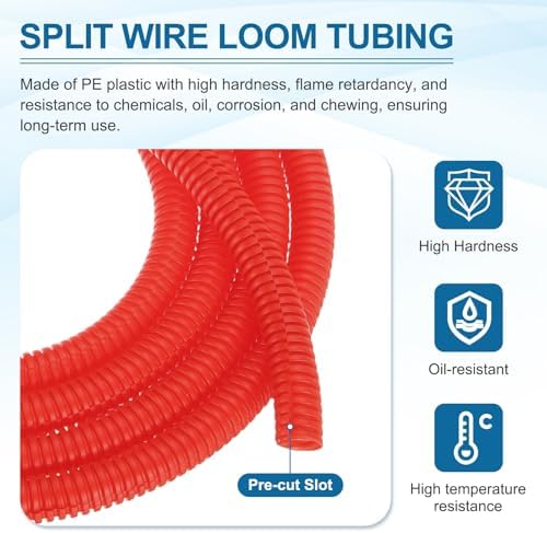 MECCANIXITY 1/2" 100ft Split Wire Loom Tubing w/Installation Tool Red - Image 3