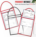 Geyee 50 Pack Job Ticket Holders Work Order Plastic Sleeves,Black and Red - Image 3