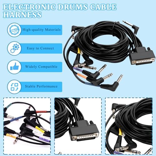 Cable Harness Snake Loom Replacement Compatible with Alesis Nitro Mesh Electronic Drum Set Module Surge Command Forge Turbo Crimson DM7X RCA Connector Type Hi-Hat Fit for 1/4" to 3.5mm Adapter - Image 5