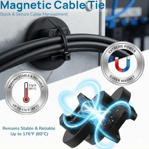 225-Pc Magnetic Cable Ties Set,Magnetic Zip Tie Mounts & Cable Ties - Image 2