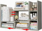 NUTIKAS Desk Shelves Desktop Organizer Shlef - Grey Office Organization for Top of Desk Organizers and Accessories Corner Bookshelf Table Top Shelving Small Hutch Decorations for Office by NUTIKAS
