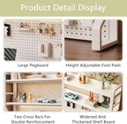 Desk Shelf, 2-tier Desktop Organizer Desk Hutch Storage Rack with Hole Plate Multi-Functional Workstation Organizer Bookcase Computer Desk for Home Office Dorm Top of Desk (37.4" Lx9.9" Wx39" H) - Image 5