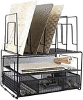 BLU MONACO | Black Wire Mesh Desk Organizer with Drawer | Desk Associates Women Office Set | File Sorters and Mesh Pen Holders Desktop Storage System by Blu_Monaco
