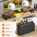 WESTREE Dual Monitor Stand Riser with Storage, Computer Monitor Riser with Adjustable Angle and LED, Desktop Monitor Stand Organizer for Computer, Laptop, Printer - Image 4