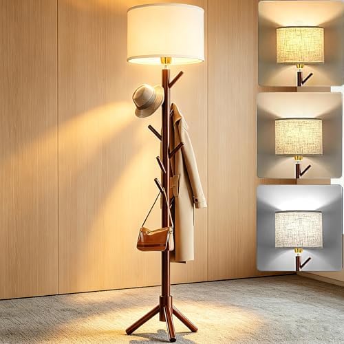 Floor Lamp with Coat Rack, 2-in-1 Entryway Standing Lamp with 7 Hooks, 3 Color Dimmable 78.8" Tall Lamps for Living Room Corner, Bedroom, Small Apartments & Foyers by Ourlightingisspecifled