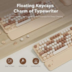 Wireless Keyboard and Mouse, Round Keycap, Magnetic Wrist Rest, Latte Beige - Image 4