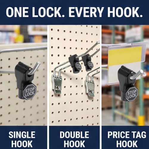 DTGN 150Pcs 6mm Magnetic Peg Hook Locks ABS Plastic, Black - Image 6